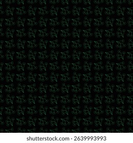 Green line art floral patterns arranged seamlessly over a black surface for stylish designs. Perfect for textile printing, wallpapers, gift wrapping, or elegant  projects with a natural aesthetic.