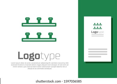 Green line Automatic irrigation sprinklers icon isolated on white background. Watering equipment. Garden element. Spray gun icon. Logo design template element. Vector Illustration