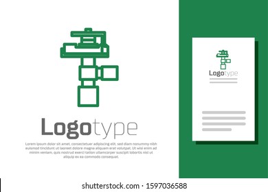 Green line Automatic irrigation sprinklers icon isolated on white background. Watering equipment. Garden element. Spray gun icon. Logo design template element. Vector Illustration