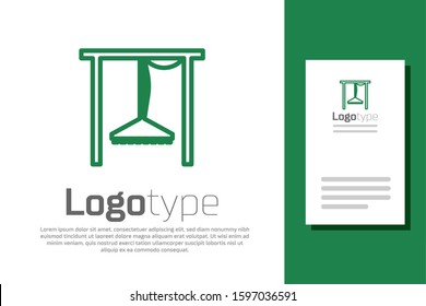 Green line Automatic irrigation sprinklers icon isolated on white background. Watering equipment. Garden element. Spray gun icon. Logo design template element. Vector Illustration