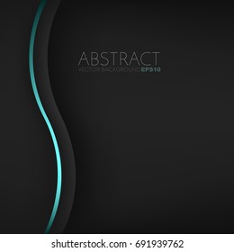 Green line background curve vector overlap dark layer on black space for your text design