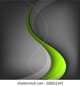 Green line background on black space grey background overlap layer paper for text and message modern design