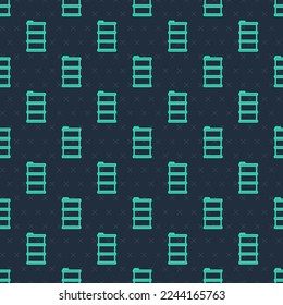 Green line Barrel oil icon isolated seamless pattern on blue background.  Vector