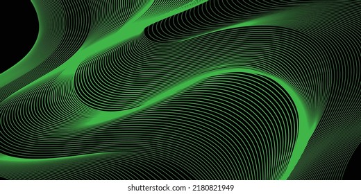 Green line and black abstract background