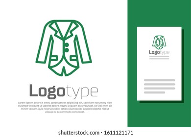 Green line Blazer or jacket icon isolated on white background. Logo design template element. Vector Illustration