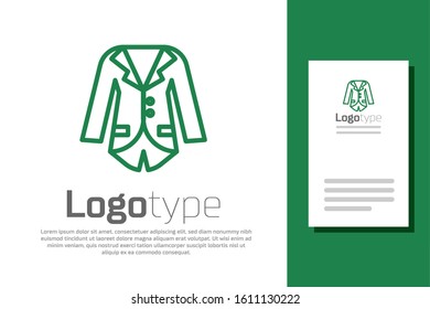 Green line Blazer or jacket icon isolated on white background. Logo design template element. Vector Illustration