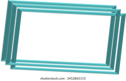 Green line border frame isolated on white design for image frame, photo frame
