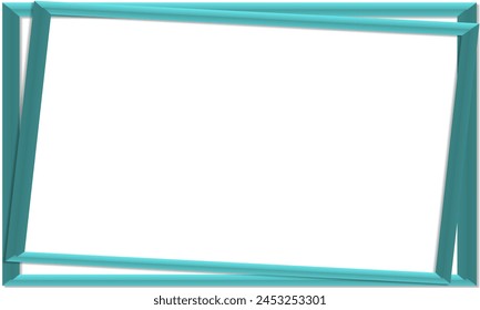 Green line border frame isolated on white design for image frame, photo frame