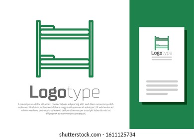 Green line Bunk bed icon isolated on white background. Logo design template element. Vector Illustration