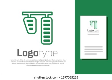 Green line Car gas and brake pedals icon isolated on white background. Logo design template element. Vector Illustration
