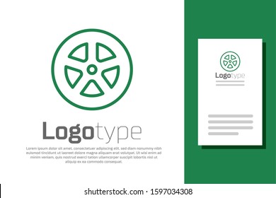 Green line Car wheel icon isolated on white background. Logo design template element. Vector Illustration