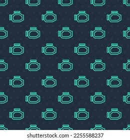 Línea verde Icono del motor de comprobación aislado patrón sin soldadura sobre fondo azul.  Vector