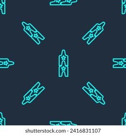 Icono de la entrada de la línea verde Circus aislado sin fisuras en fondo azul. Parque de atracciones.  Vector