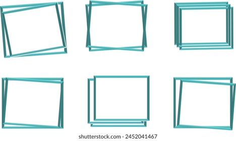 Green line color frame set  vector design for infographic or graphical use, Photo Frames set in cartoon style Collection of multi colored picture frame isolated on white background