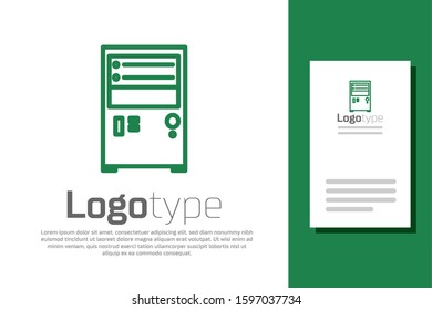 Green line Computer icon isolated on white background. PC component sign. Logo design template element. Vector Illustration