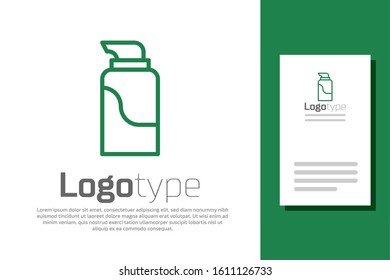 Green line Cream or lotion cosmetic tube icon isolated on white background. Body care products for men. Logo design template element. Vector Illustration