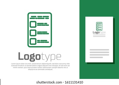 Green line Create account screen on mobile phone icon isolated on white background. Logo design template element. Vector Illustration