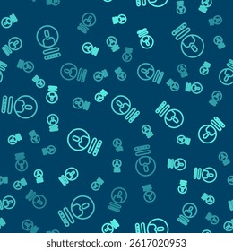 Green line Create account screen icon isolated seamless pattern on blue background.  Vector Illustration
