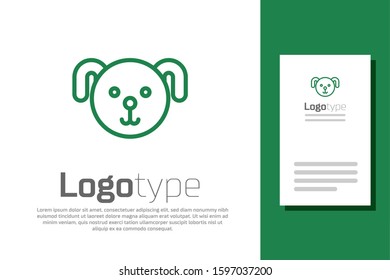 Green line Dog zodiac sign icon isolated on white background. Astrological horoscope collection. Logo design template element. Vector Illustration