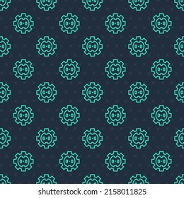 Green line Electrical outlet icon isolated seamless pattern on blue background. Power socket. Rosette symbol.  Vector