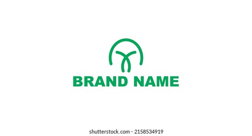 a green line element vector design that forms a tree logo that is very unique, simple, modern and so elegant