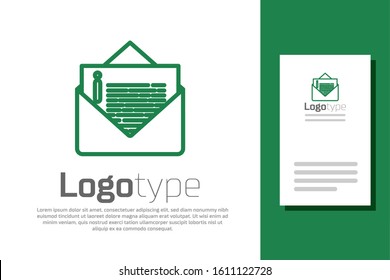 Green line Envelope icon isolated on white background. Email message letter symbol. Logo design template element. Vector Illustration