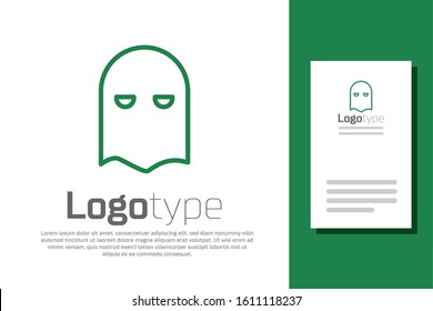 Green line Executioner mask icon isolated on white background. Hangman, torturer, executor, tormentor, butcher, headsman icon. Logo design template element. Vector Illustration