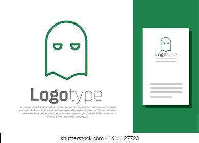 Green line Executioner mask icon isolated on white background. Hangman, torturer, executor, tormentor, butcher, headsman icon. Logo design template element. Vector Illustration