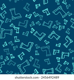Green line Fire boots icon isolated seamless pattern on blue background.  Vector - Powered by Shutterstock - Get 15% off with code: PIKWIZARD15