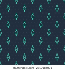 Green line Fishing float icon isolated seamless pattern on blue background. Fishing tackle.  Vector