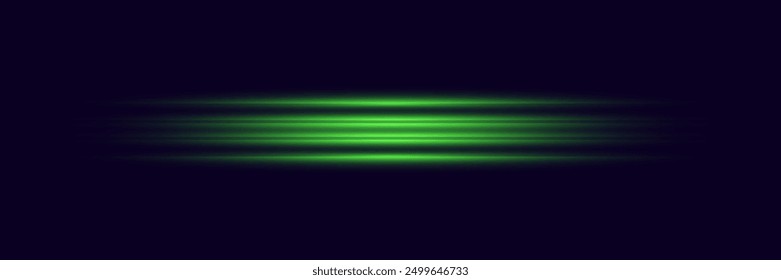 Green line flash. Neon rays light effect. 