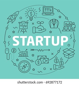 Green Line Flat Circle illustration startup