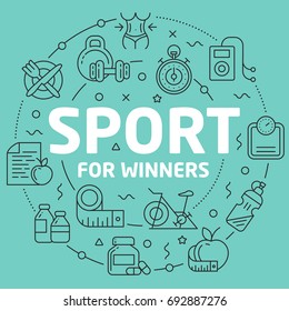 Green Line Flat Circle illustration sport for winners