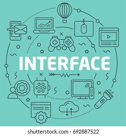 Green Line Flat Circle illustration interface