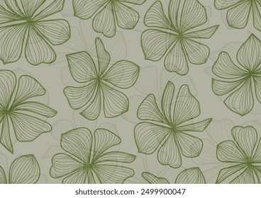 Green line flower art pattern wallpaper background. vector illustration.