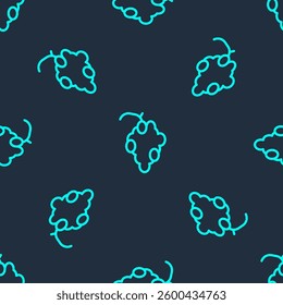Green line Grape fruit icon isolated seamless pattern on blue background.  Vector
