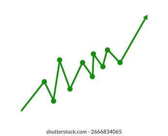  Gráfico de línea verde con flecha ascendente – Icono de crecimiento financiero y tendencia de datos