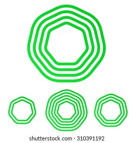 Green line heptagon logo design set