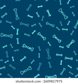Green line Human broken bone icon isolated seamless pattern on blue background.  Vector