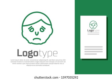 Green line Inflammation on face icon isolated on white background. Logo design template element. Vector Illustration