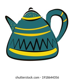 Green Line Kettle Vector Illustration 