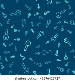 Linha verde Ícone chave isolado padrão contínuo no fundo azul.  Ilustração de vetor