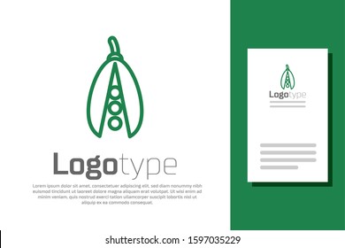 Green line Kidney beans icon isolated on white background. Logo design template element. Vector Illustration