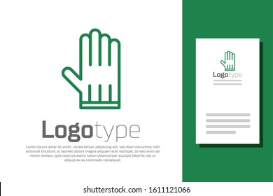 Green line Leather glove icon isolated on white background. Logo design template element. Vector Illustration