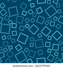 Linha verde Ícone de couro isolado padrão sem costura no fundo azul.  Ilustração de vetor