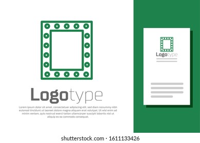 Green line Makeup mirror with lights icon isolated on white background. Logo design template element. Vector Illustration