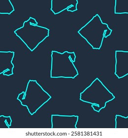 Green line Map of Egypt icon isolated seamless pattern on blue background.  Vector