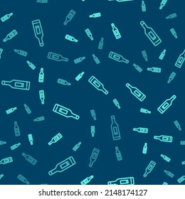 Green line Medical digital thermometer for medical examination icon isolated seamless pattern on blue background.  Vector Illustration