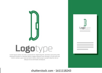 Green line Medieval bow icon isolated on white background. Medieval weapon. Logo design template element. Vector Illustration
