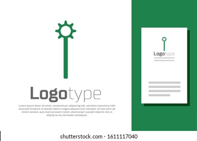 Green line Medieval chained mace ball icon isolated on white background. Medieval weapon. Logo design template element. Vector Illustration